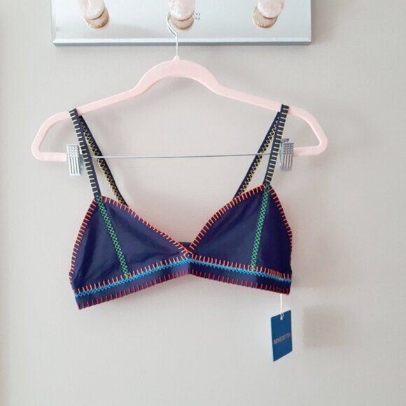 NWT Benedetta blue & red crochet stitching skini bikini top & side tie bottom - Picture 15 of 16